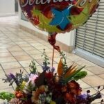 Happy Birthday flowers and Balloons