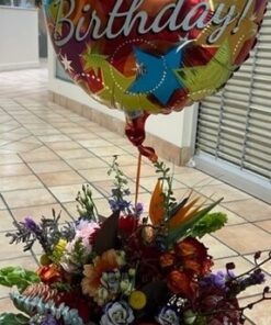 Happy Birthday flowers and Balloons