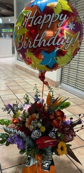 Happy Birthday flowers and Balloons