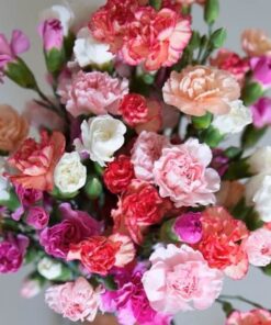 Mini carnations multi colored arrangement