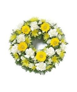 Yellow and White Funeral Wreaths